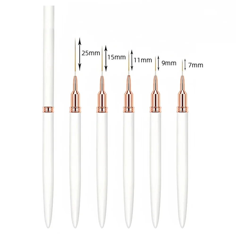 Caneta pincel para unhas 5 unidades / conjunto Conjunto de pincéis para forro de arte em unhas alongadas desenho profissional