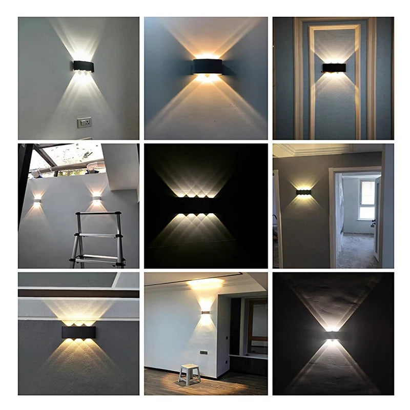 Luz de parede led ao ar livre à prova dip65 água ip65 varanda jardim lâmpada parede & interior quarto cabeceira decoração lâmpada iluminação alumínio