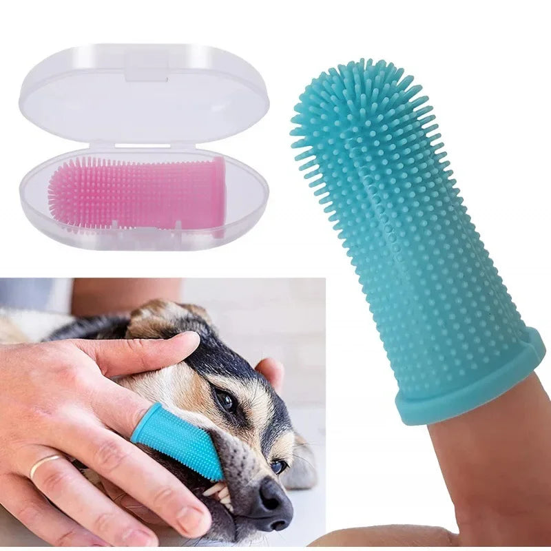 Cão super macio pet dedo escova de dentes limpeza respiração cuidados não tóxico silicone escova de dentes gato cão escova de dentes produtos para animais de estimação