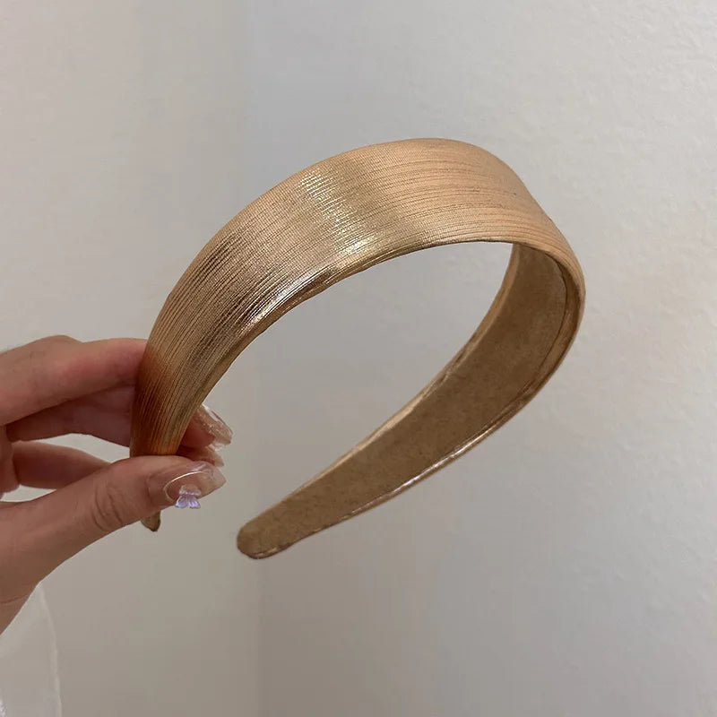 Tiara de Couro Acolchoada, Faixas de Cabelo em PU Dourado e Prateado Brilhante
