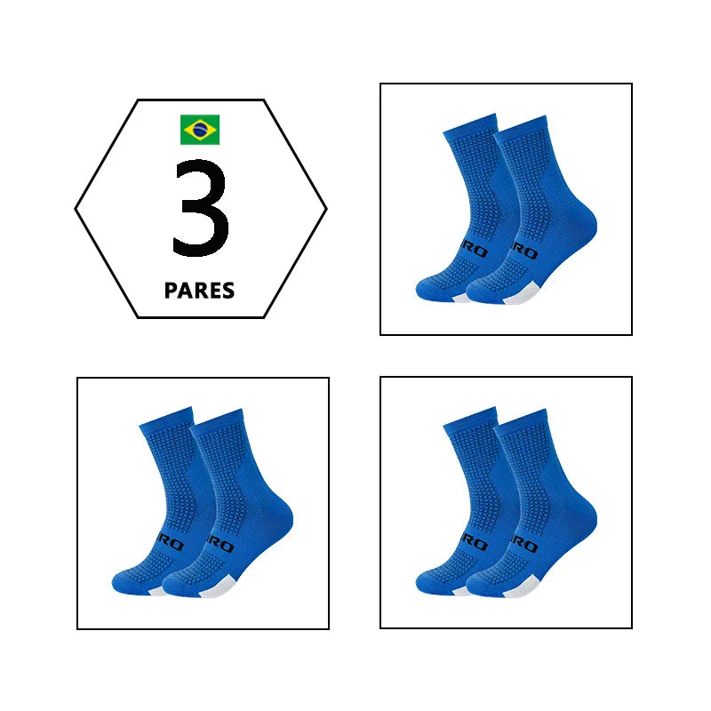 3 Pares Meias de ciclismo respiráveis Meia de yoga antiderrapante