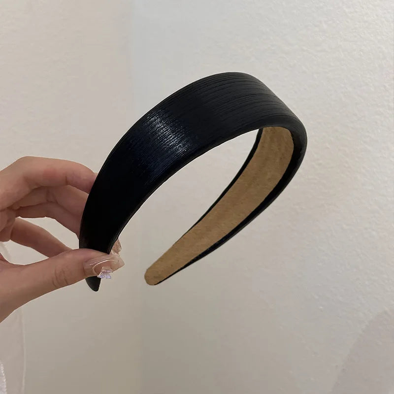 Tiara de Couro Acolchoada, Faixas de Cabelo em PU Dourado e Prateado Brilhante