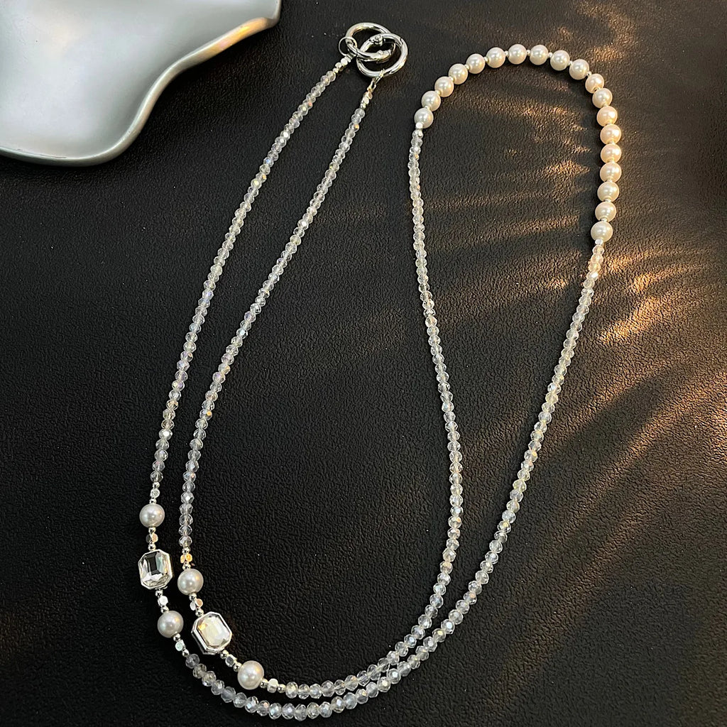 corda de celular Luxo cristal pérola