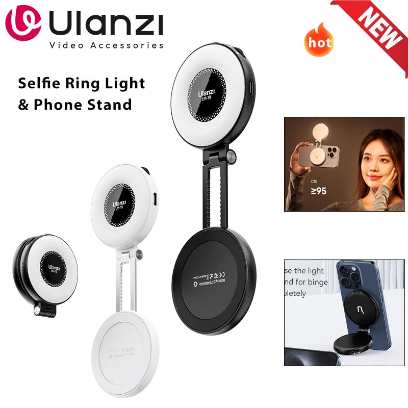 LUZ Selfie para Celular Bi-color LED Magnético Mini Anel Lâmpada Foto