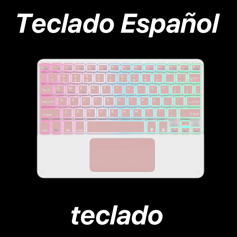 Teclado retroiluminado bluetooth com touchpad para sistema iOS Android Windows