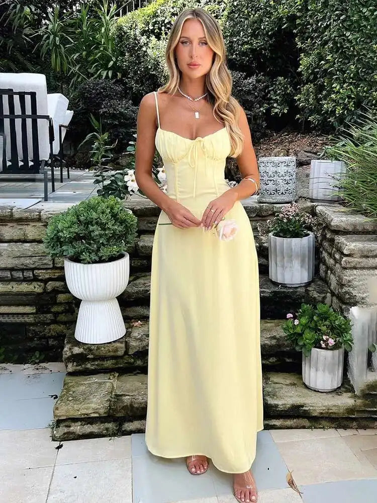Townlike elegante maxi cintura longa envoltório a linha vestido feminino cinta de espaguete 2024 primavera verão vestido sem costas sexy vestidos de festa
