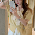 Cardigan de manga curta camisola feminina
