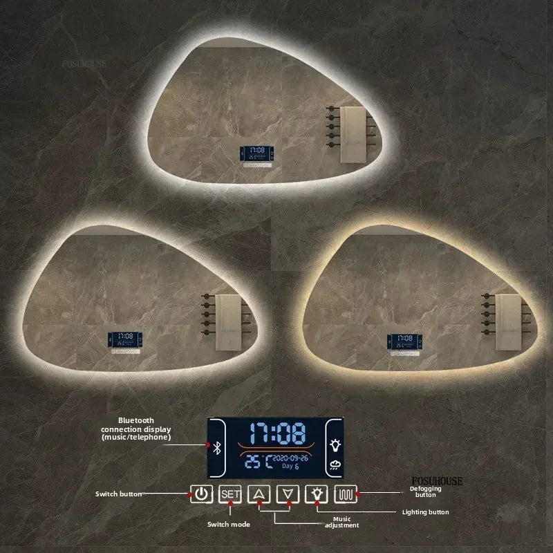 espelhos de  decoração irregular inteligente led luminoso