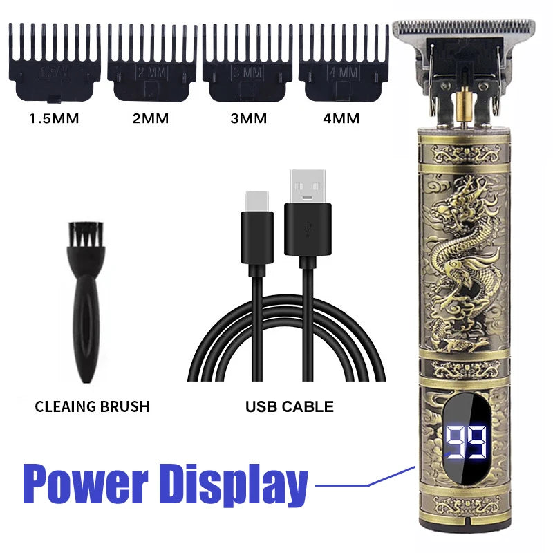 Máquina de corte de cabelo vintage t9 máquina de cortar cabelo usb carregamento rápido barbeador barbeiro aparador de cabelo sem fio para barbe masculino