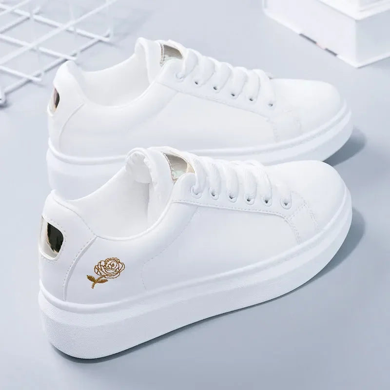 Tenis casual feminino branco respirável
