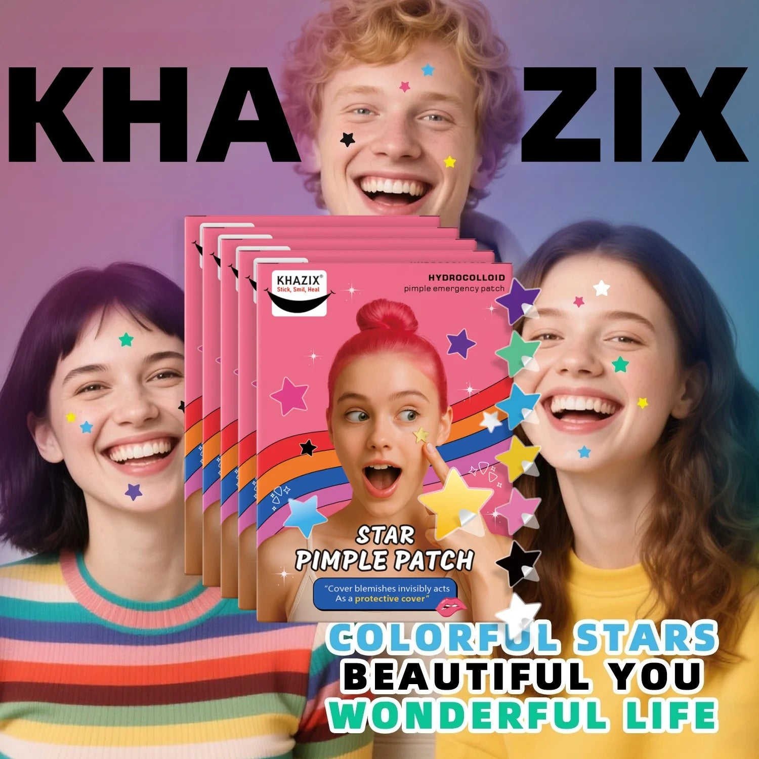 40 peças de remendos de acne estrela multicoloridos adesivos corretivos de acne