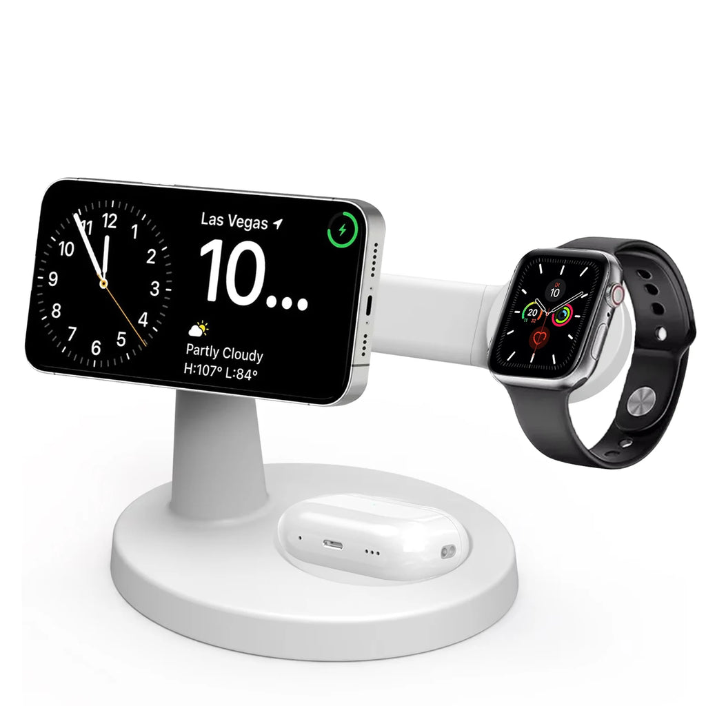 Suporte de carregador magnético sem fio 3 em 1 para magsafe iphone 16 15 14 13 pro max apple watch 9 8 airpods pro