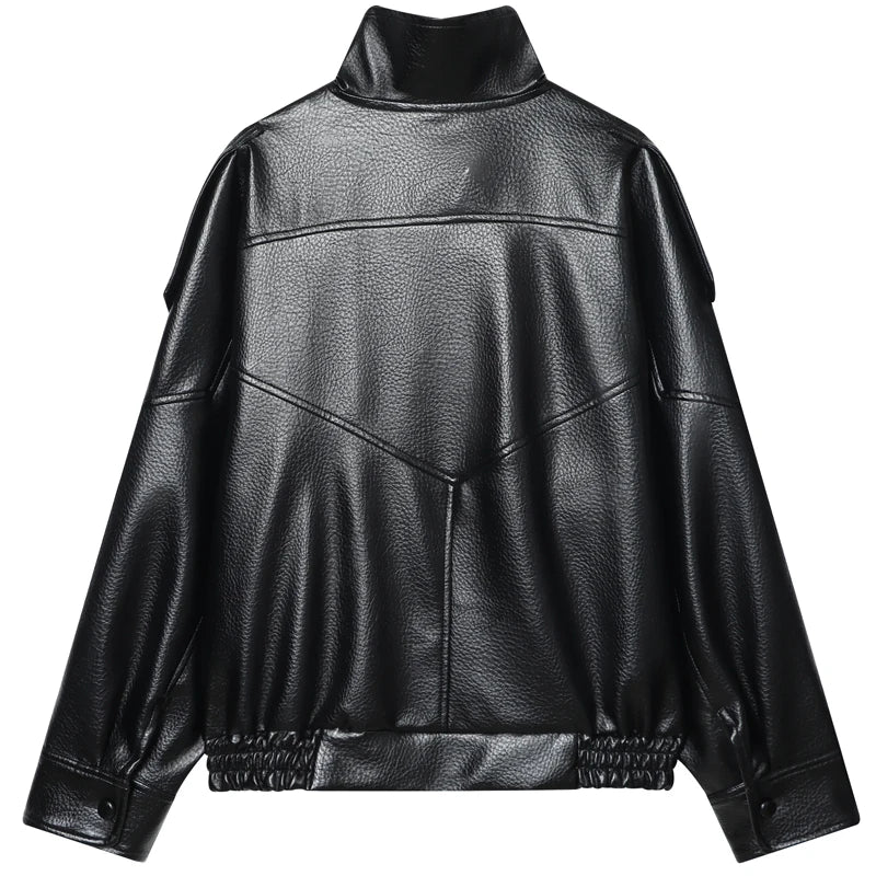 jaquetas pretas de couro sintético  jaqueta bomber