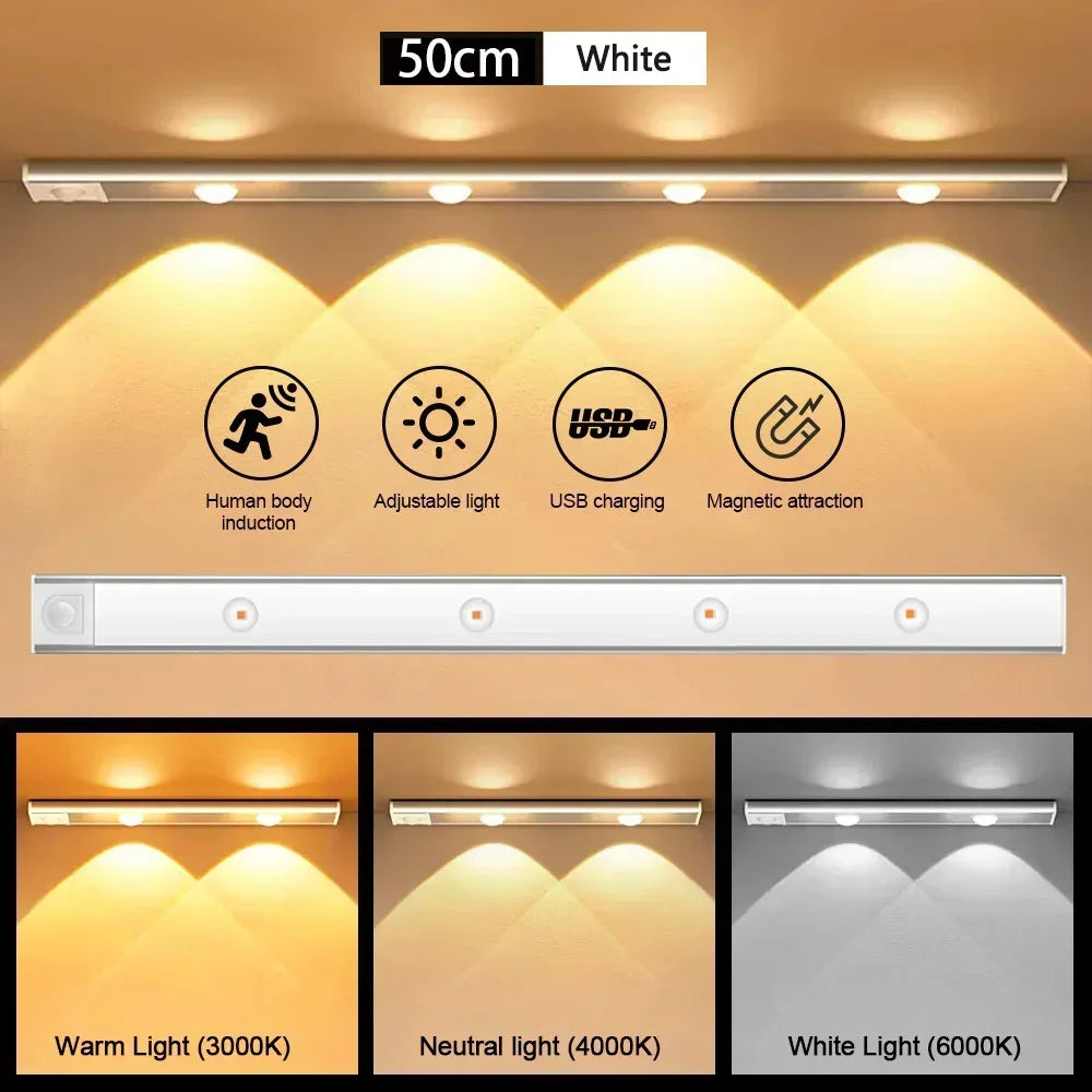 Armário led luz noturna sensor de movimento sem fio ultra fino sob a lâmpada do armário para cozinha quarto guarda-roupa iluminação interior