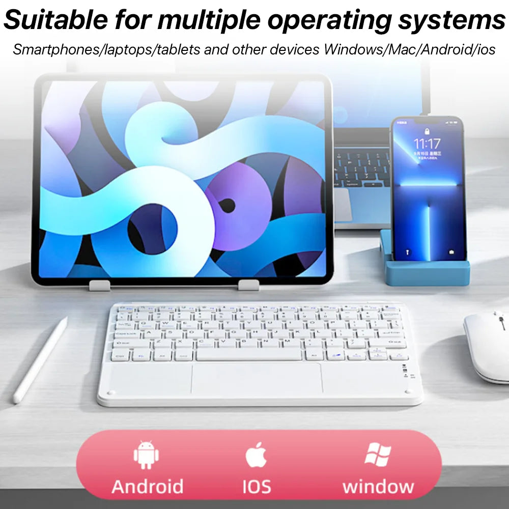 Teclado retroiluminado bluetooth com touchpad para sistema iOS Android Windows
