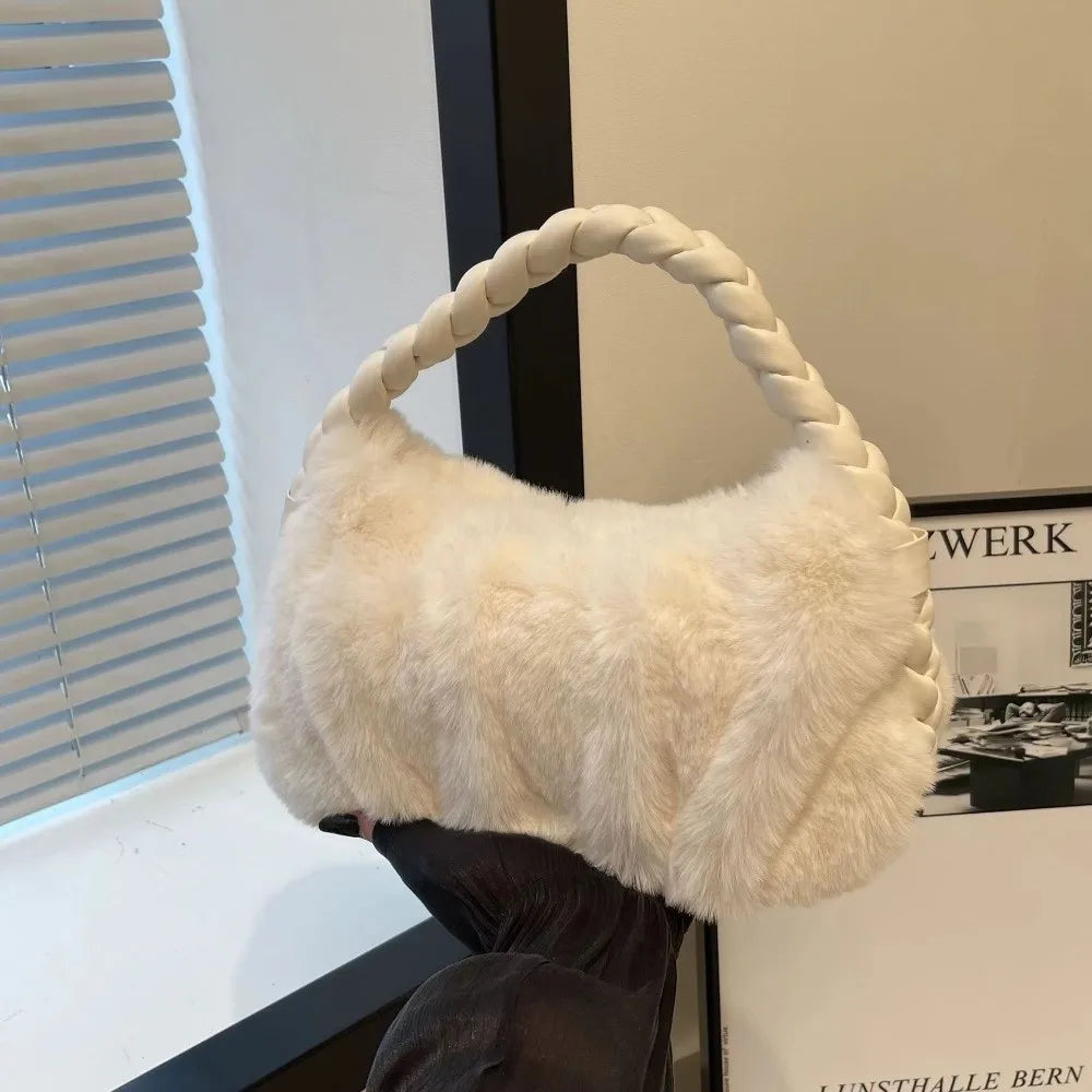 Bolsa de ombro elegante de pelúcia macia