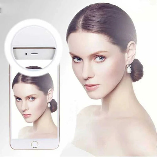 Anel de luz led carregamento usb telefone selfie luz mini clipe