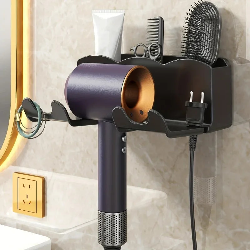 1pc rack de armazenamento de secador de cabelo, suporte de parede de banheiro não perfurado, armazenamento de duto de ar do banheiro