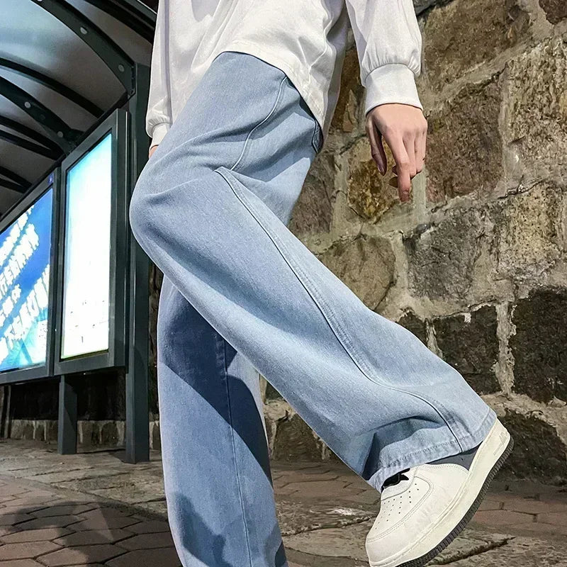 streetwear solto jeans masculino reta calças