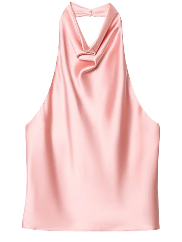 Top feminino halter cetim feminino