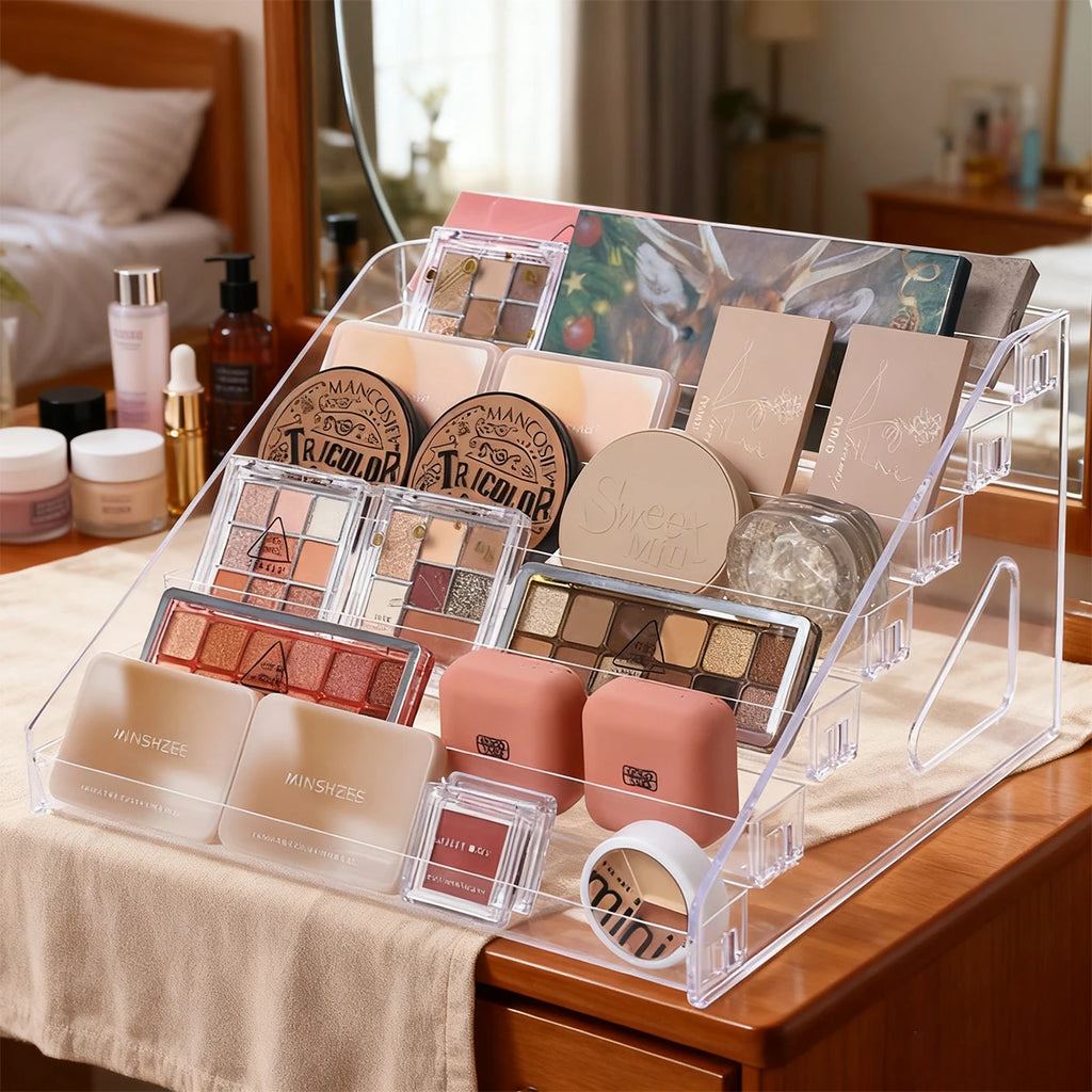 pisou acrílico multi-camada prateleira de exibição de cosméticos