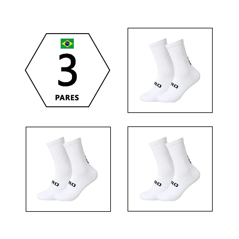 3 Pares Meias de ciclismo respiráveis Meia de yoga antiderrapante