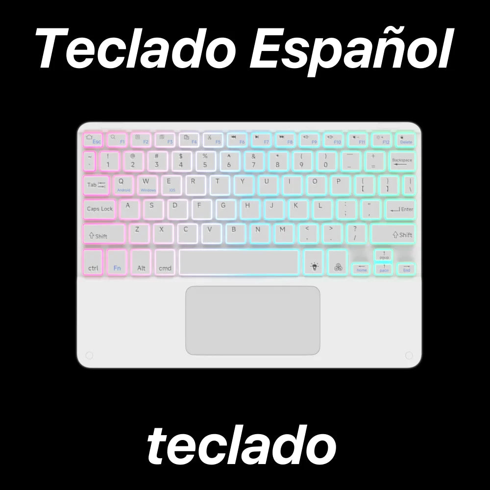 Teclado retroiluminado bluetooth com touchpad para sistema iOS Android Windows