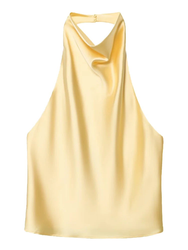 Top feminino halter cetim feminino