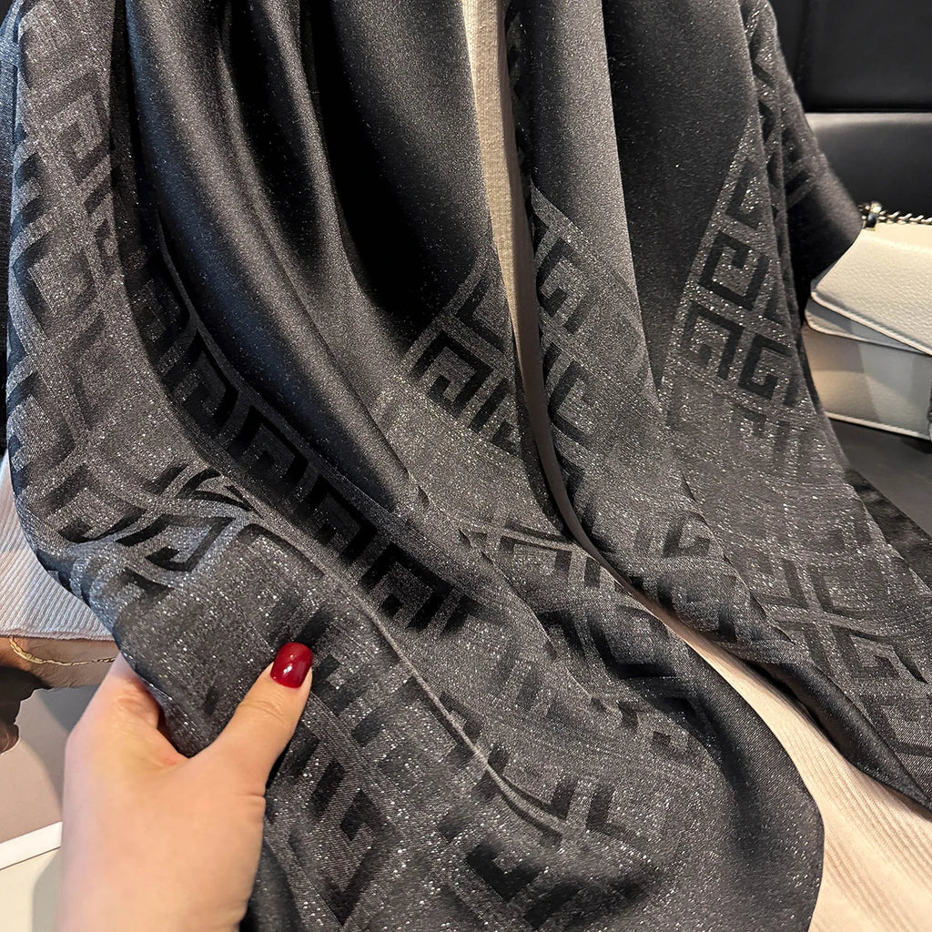 2025 mais recente primavera e outono moda feminina hijab sedoso muçulmano quadrado proteção solar xale marca de luxo macio cachecol feminino