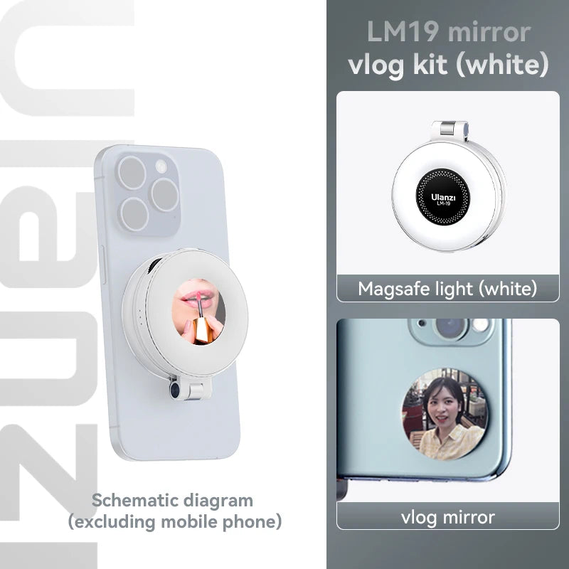 LUZ Selfie para Celular Bi-color LED Magnético Mini Anel Lâmpada Foto