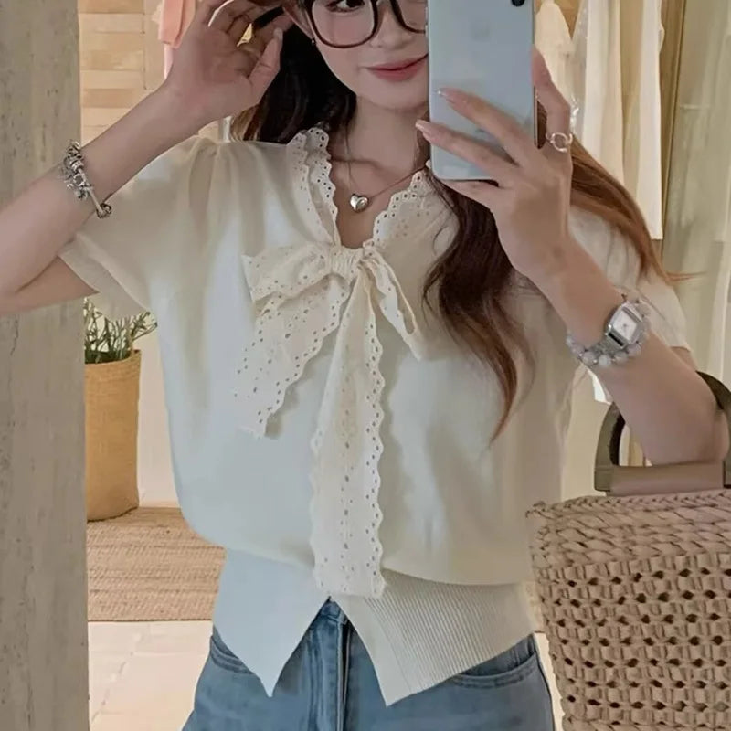 Cardigan de manga curta camisola feminina