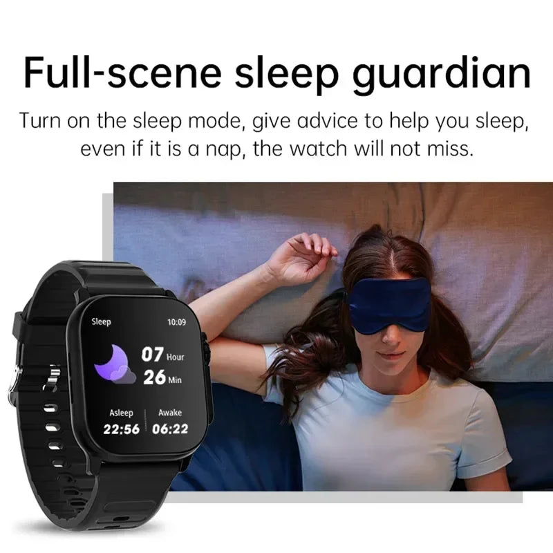 LAXASFIT Smartwatch Bluetooth Talk Smartwatch Aviso de mensagem Monitor de frequência cardíaca Relógio esportivo para Android IOS Homens Mulheres