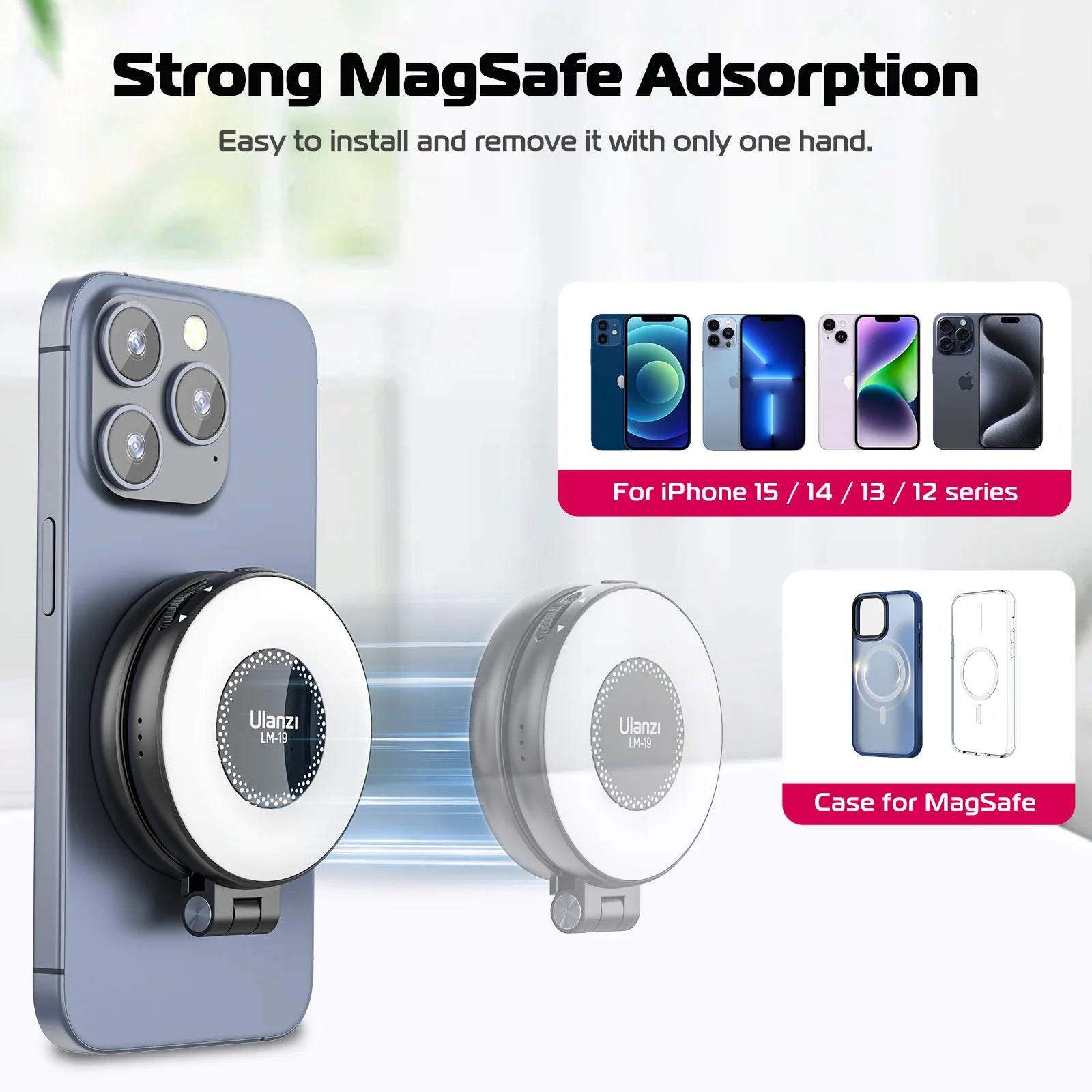 LUZ Selfie para Celular Bi-color LED Magnético Mini Anel Lâmpada Foto