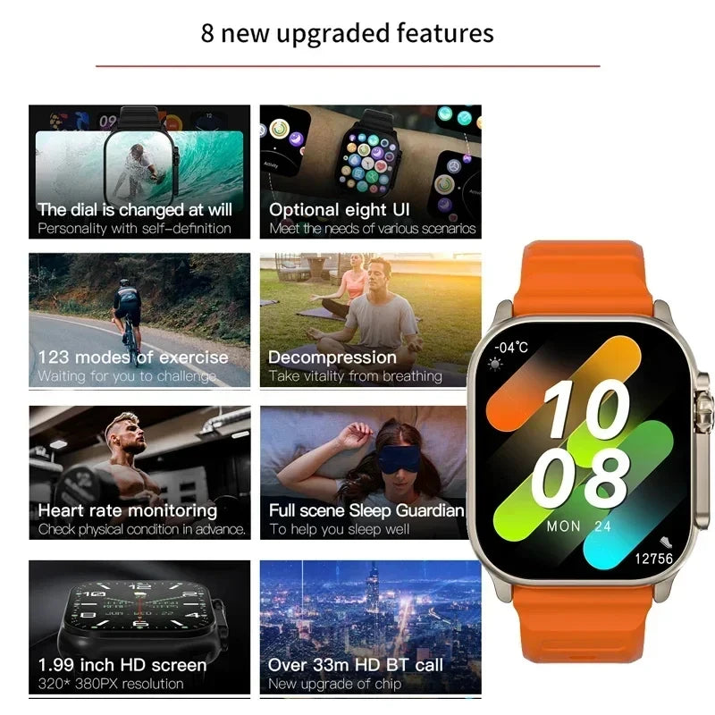LAXASFIT Smartwatch Bluetooth Talk Smartwatch Aviso de mensagem Monitor de frequência cardíaca Relógio esportivo para Android IOS Homens Mulheres