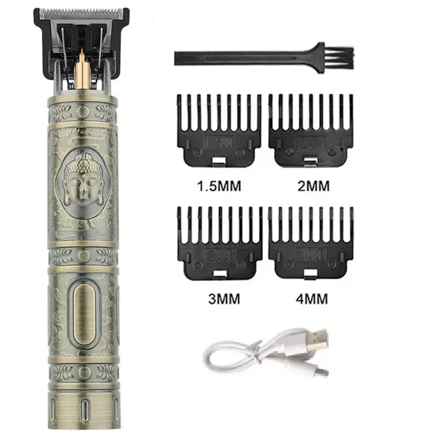 Máquina de corte de cabelo vintage t9 máquina de cortar cabelo usb carregamento rápido barbeador barbeiro aparador de cabelo sem fio para barbe masculino