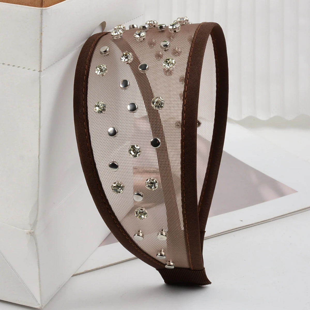 Tiara Elegante de Pérolas e Strass para Mulheres, Faixa de Cabelo Luxuosa Acolchoada
