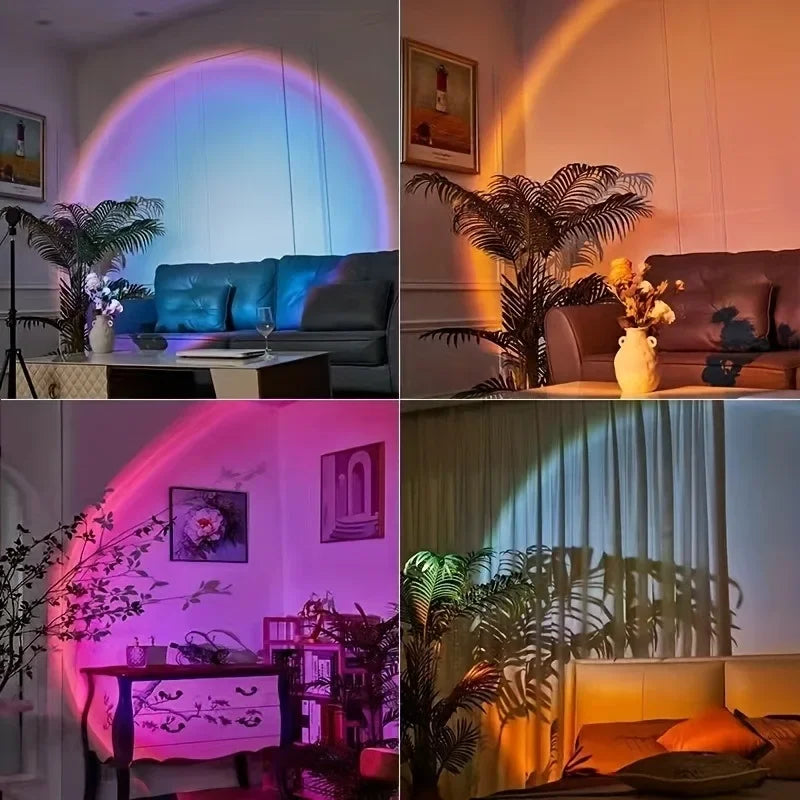 Projetor LED USB luz noturna RGB pôr do sol atmosfera luz noturna, com controle remoto
