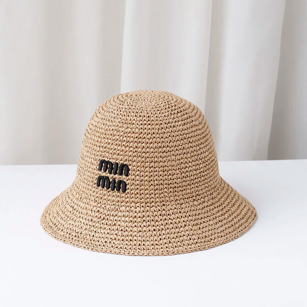 chapeu bordado de sol com aba MIU MIU