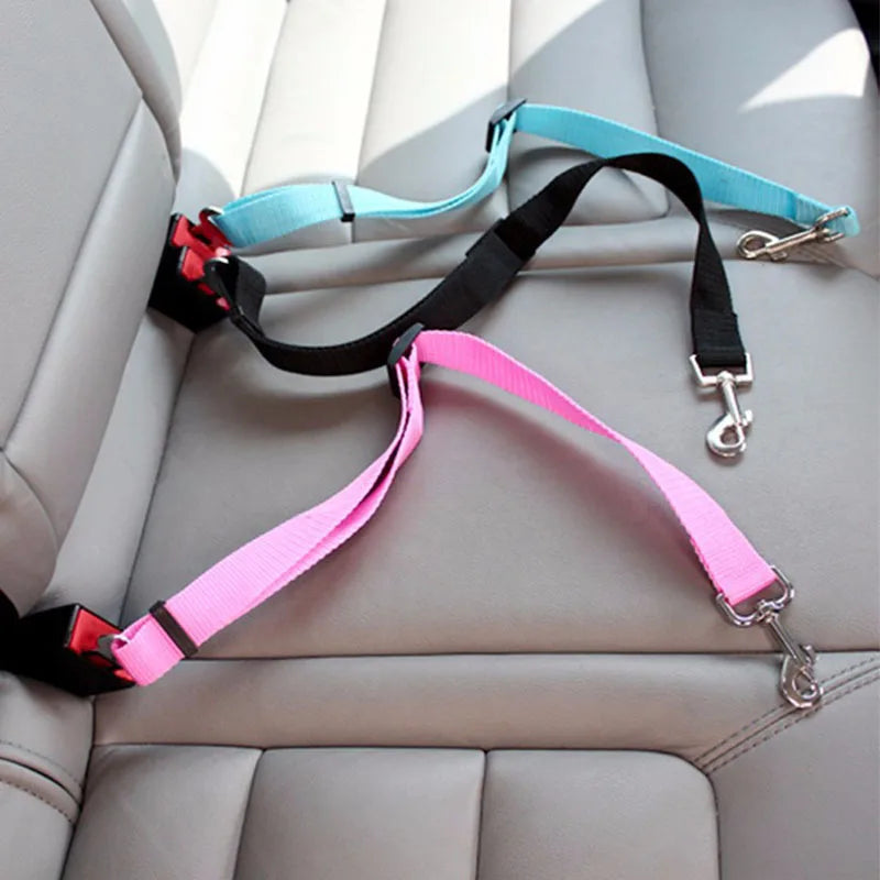 Cinto de segurança ajustável para carro, gato, cachorro, assento para animais de estimação, veículo, clipe de chumbo, alavanca de segurança, tração, coleiras para cães, acessórios para cães
