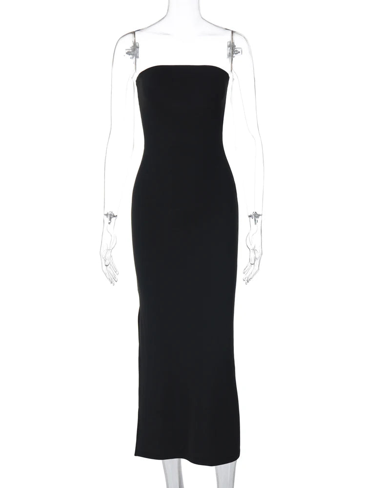 Vestido preto sem alças sexy bodycon
