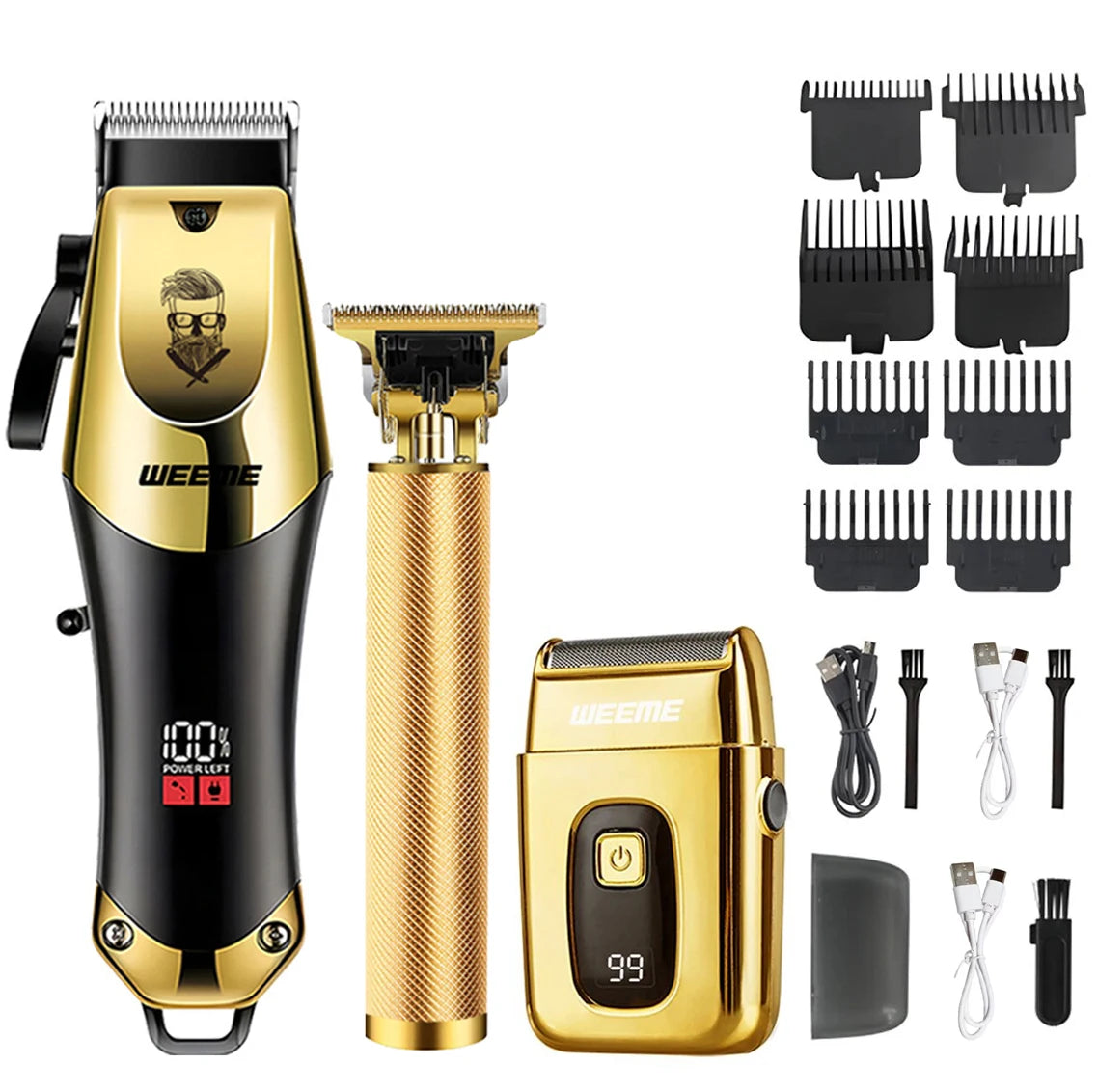 Máquina de cortar cabelo elétrica masculina vintage t9, aparador de barba/máquina de corte de cabelo recarregável com kit aparador de cabelo de nariz, presente para namorado
