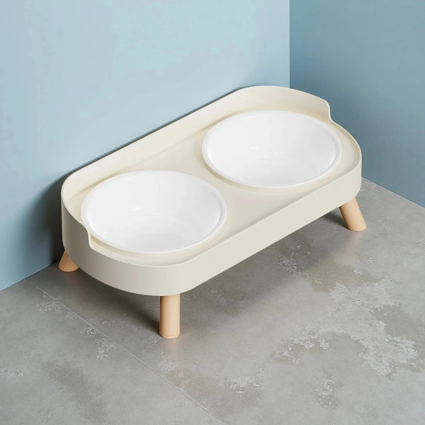 Alimentador elevado colorido para animais de estimação com dopamina: tigelas duplas de aço inoxidável com suporte para pescoço - Estação de alimentos e água da moda para animais de estimação