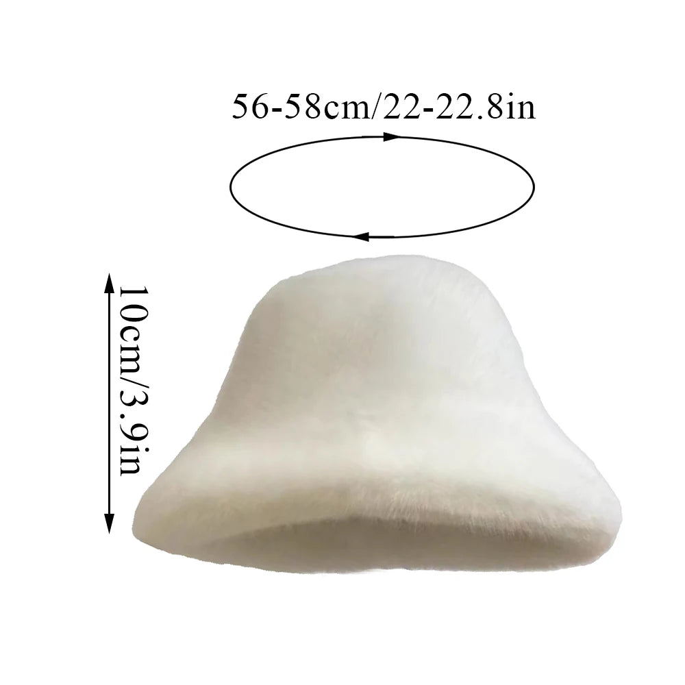 Chapéu bucket  para mulheres inverno de pelúcia