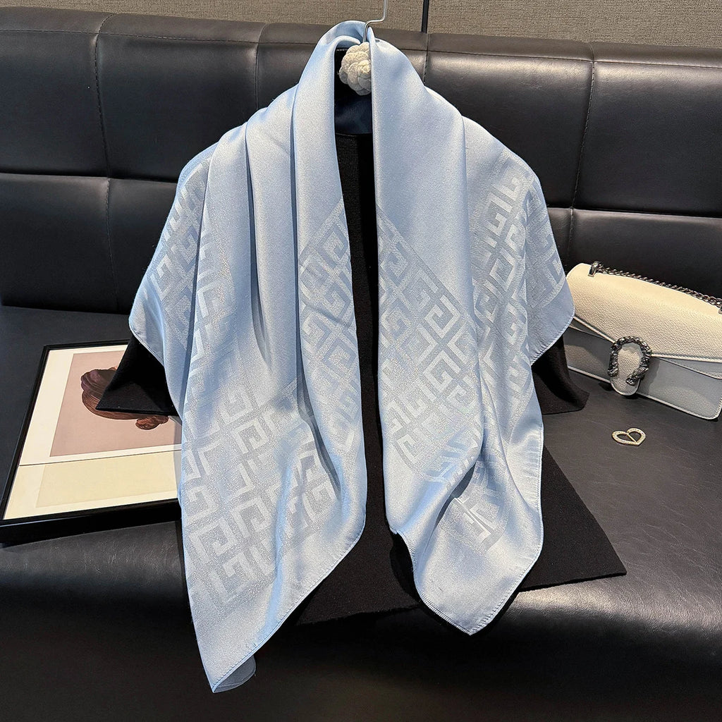 2025 mais recente primavera e outono moda feminina hijab sedoso muçulmano quadrado proteção solar xale marca de luxo macio cachecol feminino