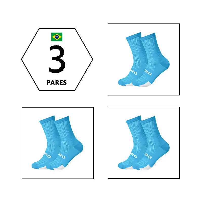 3 Pares Meias de ciclismo respiráveis Meia de yoga antiderrapante