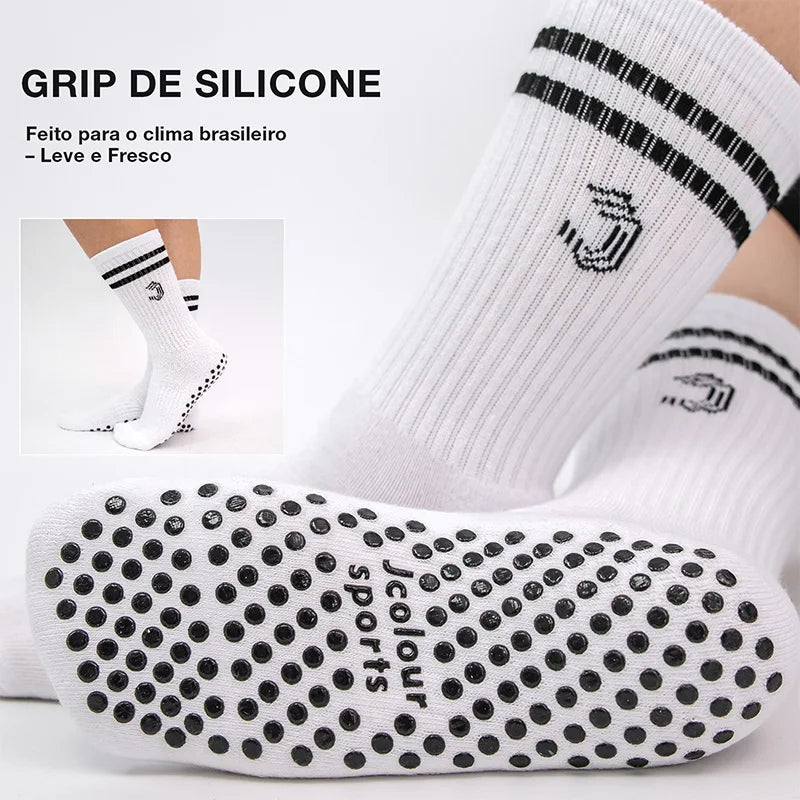 Meias esportivas de algodão antiderrapantes