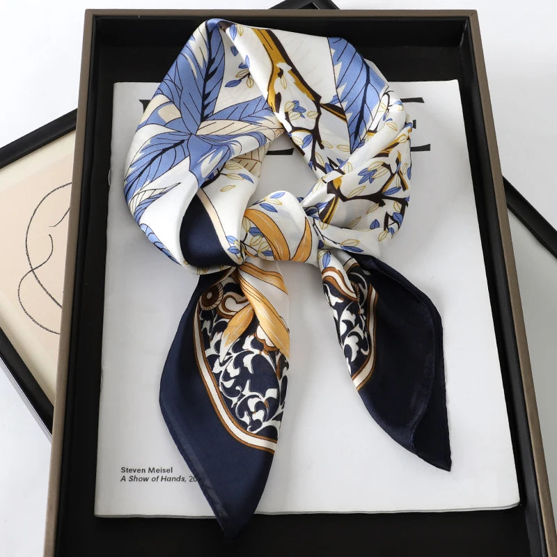 lenço quadrado de seda feminino pescoço laço de cabelo banda praia hijab lenço cabeça