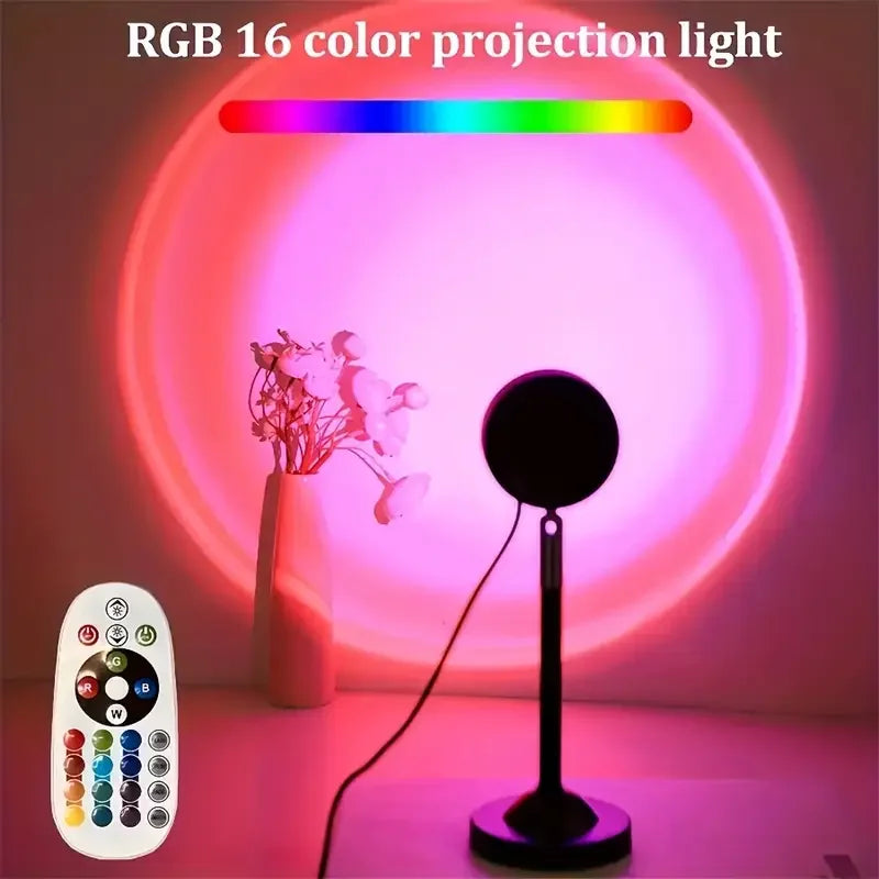 Projetor LED USB luz noturna RGB pôr do sol atmosfera luz noturna, com controle remoto