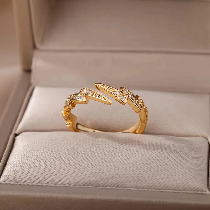Anéis zircônia de aço inoxidável para mulheres luxo ajustavel