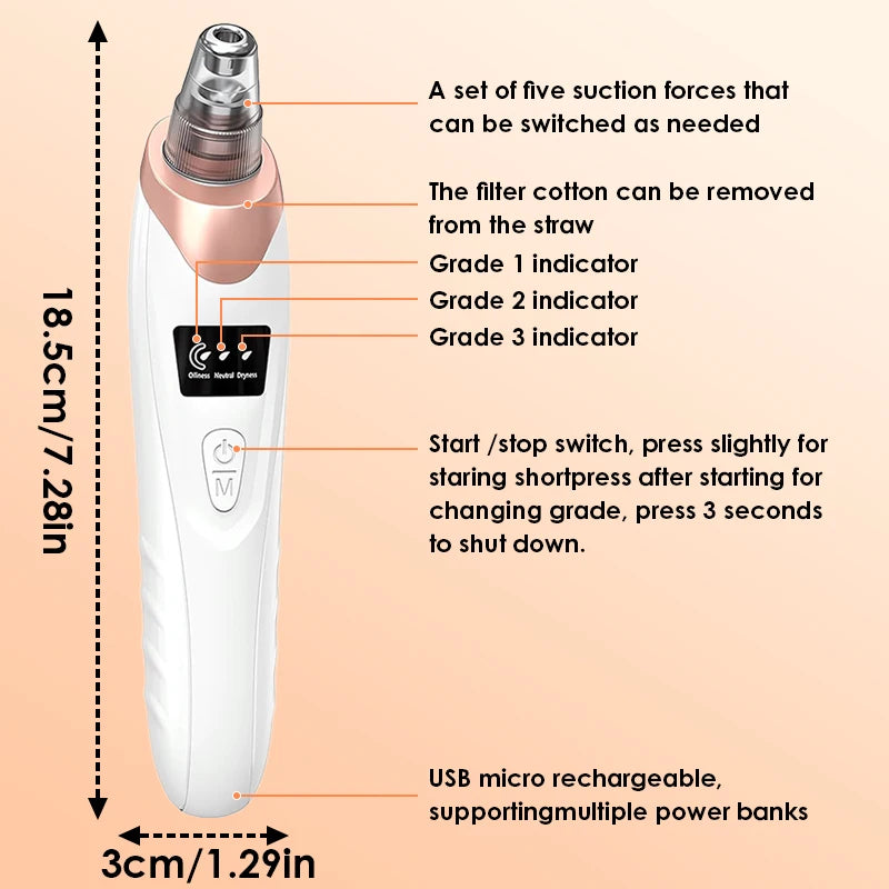 Removedor de cravo elétrico usb rosto limpeza profunda poros